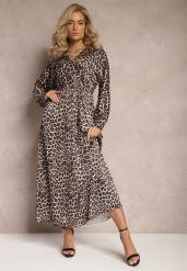 Czarno-Beżowa Sukienka Rozkloszowana z Gumką w Pasie Philida. Czarne sukienki damskie Renee, na co dzień, m, bez wzorów, eleganckie, bez kołnierzyka, bez ramiączek, maxi, rozkloszowane. Za 109.99 zł.