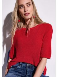 Street One Sweter w kolorze czerwonym rozmiar: 34. Czerwone swetry klasyczne damskie Street One, ze splotem, bez kołnierzyka. Za 92.21 zł.
