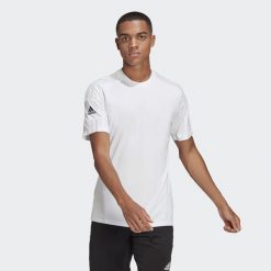 Koszulka męska adidas Squadra 21 Jersey. Białe t-shirty sportowe męskie Adidas, m, z jersey, bez ramiączek, do piłki nożnej. W wyprzedaży za 59.00 zł.