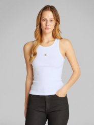 CALVIN KLEIN JEANS Top w kolorze białym rozmiar: 3XL. Białe topy damskie Calvin Klein Jeans, xl, bez wzorów, z jeansu, bez kołnierzyka. Za 79.03 zł.