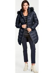 Heine Płaszcz zimowy w kolorze granatowym rozmiar: 48. Niebieskie płaszcze damskie Heine, na zimę, bez wzorów, z puchu. Za 144.58 zł.