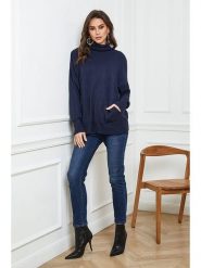 Joséfine Sweter "Vinicius" w kolorze granatowym rozmiar: XL. Niebieskie golfy damskie Joséfine, xl, bez wzorów, z kaszmiru, bez ramiączek. Za 126.45 zł.