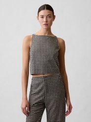 GAP Top w kolorze czarno-beżowym rozmiar: M. Brązowe topy damskie GAP, m, bez wzorów, bez kołnierzyka. Za 96.83 zł.