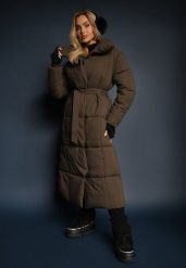 Ciemnozielona Długa Kurtka Pikowana Płaszcz z Paskiem Adellesstta. Zielone kurtki damskie Renee, l, z aplikacjami, eleganckie. Za 269.99 zł.
