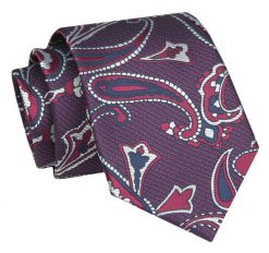 Krawat - ALTIES - Odcienie Bordo, Duży Wzór. Czerwone krawaty i muchy męskie Alties, bez wzorów, z tkaniny, eleganckie. Za 49.00 zł.