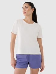 4F Koszulka treningowa oversize szybkoschnąca damska - biała XXL. Białe bluzki sportowe damskie 4f, xs, bez wzorów, z dzianiny, bez ramiączek. Za 79.99 zł.