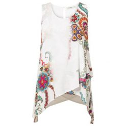 Desigual Koszulka TS Arkansas Crudo 19SWTKAG 1001 dla kobiet (rozmiar S). Bluzki damskie Desigual, s, bez wzorów, z asymetrycznym kołnierzem, bez ramiączek. W wyprzedaży za 118.00 zł.