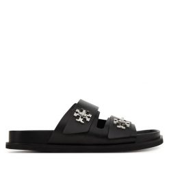 Klapki Tory Burch. Czarne klapki damskie Tory Burch, bez wzorów, bez obcasa. Za 1,359.00 zł.