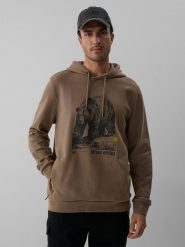 4F Bluza dresowa regular z kapturem męska - brązowa XXL. Brązowe bluzy z kapturem męskie 4f, m, z dresówki. Za 199.99 zł.