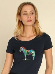 WOOOP Koszulka "Fresh Paint" w kolorze granatowym rozmiar: XXL. Niebieskie bluzki damskie Wooop, xxl, bez wzorów, z bawełny, bez kołnierzyka, bez ramiączek. Za 56.99 zł.