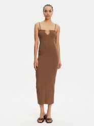 JACQUEMUS Sukienka dzianinowa 24E241KN358-2355 Brązowy Regular Fit. Brązowe sukienki damskie JACQUEMUS, bez wzorów, z dzianiny, bez kołnierzyka, bez ramiączek. Za 2,329.00 zł.