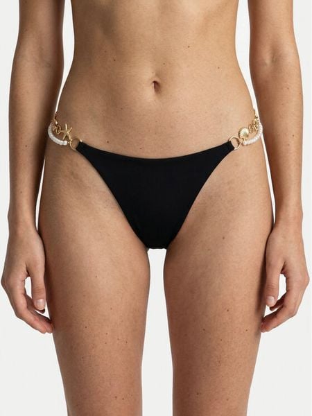 Guess Dół od bikini E6GO00 KF412 Czarny. Czarne bikini damskie Guess, z aplikacjami. Za 299.99 zł.