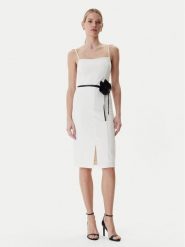 Guess Sukienka koktajlowa W6RK0G KC9O0 Écru Regular Fit. Sukienki damskie Guess, xxl, z aplikacjami, z syntetyku, wizytowe, bez kołnierzyka, bez ramiączek. Za 599.99 zł.