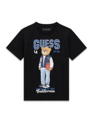 Guess Kids T-Shirt 183039 Czarny Classic Fit. Czarne t-shirty chłopięce Guess Kids, z aplikacjami, bez ramiączek. Za 94.99 zł.