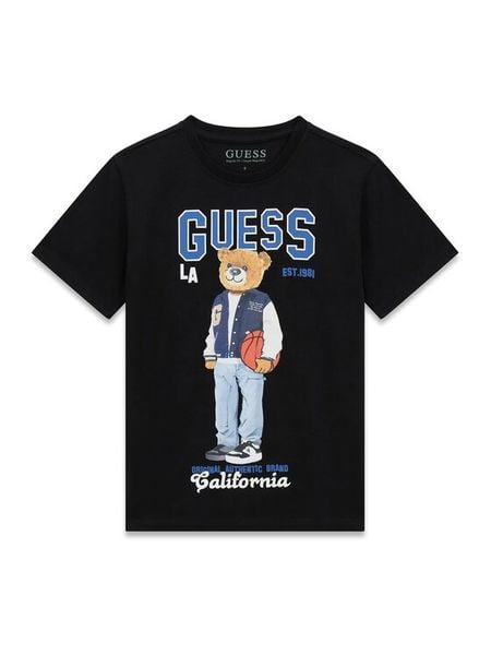 Guess T-Shirt L6YI19 K3750 Czarny Regular Fit. Czarne t-shirty chłopięce Guess, z aplikacjami, z bawełny, bez ramiączek. Za 94.99 zł.