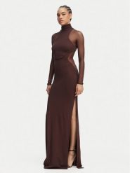 Elisabetta Franchi Sukienka wieczorowa AB-R22-62E2-V600 Brązowy Slim Fit. Brązowe sukienki damskie Elisabetta Franchi, bez wzorów, z wiskozy, wizytowe, bez kołnierzyka, bez ramiączek. Za 2,549.00 zł.