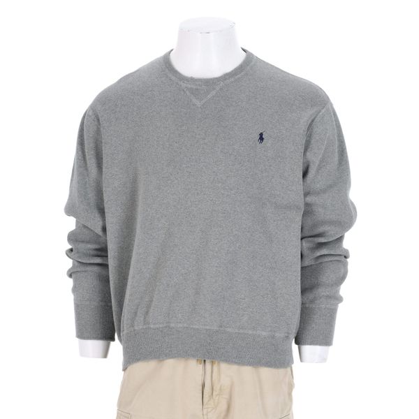 Second life - Polo Ralph Lauren sweter męski z okrągłym dekoltem - Jak nowy. Szare swetry męskie Ralph Lauren, l, bez wzorów, z materiału, bez kołnierzyka. Za 212.96 zł.