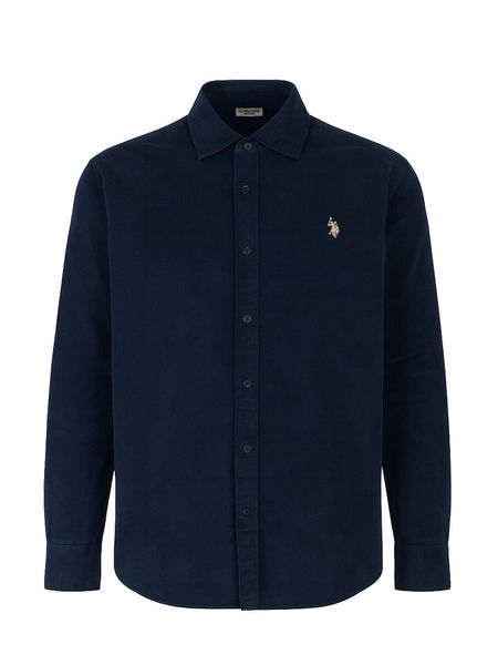 U.S. Polo Assn. Koszula sztruksowa - Regular fit - w kolorze granatowym rozmiar: M. Niebieskie koszule męskie U.S. Polo Assn., m, bez wzorów, z bawełny, bez kołnierzyka, bez ramiączek. Za 156.98 zł.