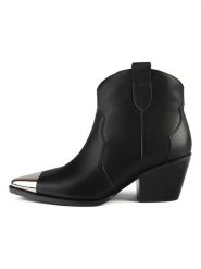 Loft37 Skórzane kowbojki "Manhattan Skyline" w kolorze czarnym rozmiar: 41. Czarne botki damskie loft37, bez obcasa, bez zapięcia. Za 448.99 zł.