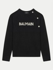 Balmain Sweter BV9B00-Z2409 Czarny Regular Fit. Czarne swetry dziewczęce Balmain, bez wzorów, z syntetyku, bez kołnierzyka. Za 1,749.00 zł.