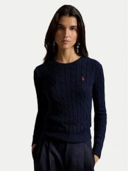 Polo Ralph Lauren Sweter 211971869008 Granatowy Slim Fit. Niebieskie swetry klasyczne damskie Polo Ralph Lauren, l, bez kołnierzyka. Za 949.99 zł.