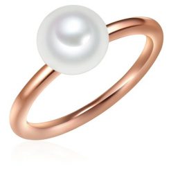 Valero Pearls Srebrny pierścionek srebro wysokiej próby Perła hodowlana słodkowodna różowe złoto Pierścionki 1 ct Damski. Czerwone pierścionki damskie Valero Pearls, z perłą, pozłacane. Za 199.99 zł.