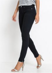 Dżinsy Skinny, mid waist, cropped. Czarne jeansy damskie bonprix, petite. Za 119.99 zł.