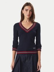 Guess Sweter W6BR89 Z2276 Granatowy Regular Fit. Niebieskie swetry klasyczne damskie Guess, l, z wiskozy, bez kołnierzyka. Za 344.99 zł.