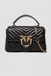 PINKO Czarna torebka Love Lady Puff Mini CL. Czarne torebki klasyczne damskie Pinko, bez wzorów, ze skóry, bez dodatków. W wyprzedaży za 1,479.99 zł.