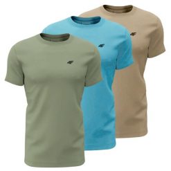 T-shirt męski (ZESTAW KOSZULEK 3 SZT.) 4F 4FWSS26TTSHM4481. Czarne t-shirty męskie 4f, m, bez wzorów, z bawełny, bez kołnierzyka. Za 159.99 zł.