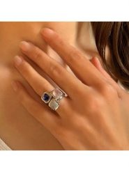 Les Petites Précieuses Srebrny pierścionek z kamieniami szlachetnymi rozmiar: 54. Niebieskie pierścionki damskie Les Petites Précieuses, z cyrkonią, srebrne. Za 260.99 zł.