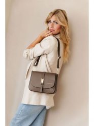 Lia Biassoni Skórzana torebka w kolorze szarobrązowym - 24 x 18 x 8 cm rozmiar: onesize. Brązowe torebki klasyczne damskie Lia Biassoni, bez wzorów, z materiału, bez dodatków. Za 295.99 zł.