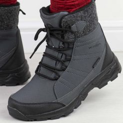 Szare zimowe śniegowce damskie z membraną i Softshell Vanhorn 34065. Szare kurtki softshell damskie Vanhorn, ze skóry. Za 199.00 zł.