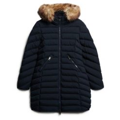 Średnia kurtka damska Superdry Fuji Faux Fur. Niebieskie kurtki damskie Superdry., bez wzorów, z puchu, bez kaptura. Za 535.80 zł.