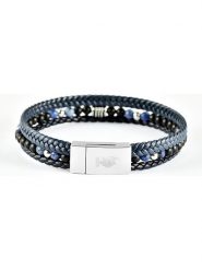 U.S. Polo Assn. Skórzana bransoletka w kolorze granatowym rozmiar: onesize. Niebieskie biżuteria dla mężczyzn U.S. Polo Assn., z onyksem, ze stali. Za 113.45 zł.