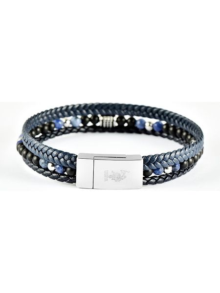 U.S. Polo Assn. Skórzana bransoletka w kolorze granatowym rozmiar: onesize. Niebieskie biżuteria dla mężczyzn U.S. Polo Assn., z onyksem, ze stali. Za 113.45 zł.