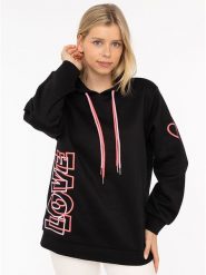 Zwillingsherz Bluza "LOVE 2.0" w kolorze czarnym rozmiar: L/XL. Czarne bluzy z kapturem damskie Zwillingsherz, l. Za 187.52 zł.