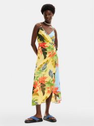 Desigual Sukienka letnia Tropical Leaves 24SWMW13 Kolorowy Regular Fit. Sukienki damskie Desigual, na lato, xs, bez wzorów, z wiskozy, bez kołnierzyka, bez ramiączek. Za 429.99 zł.