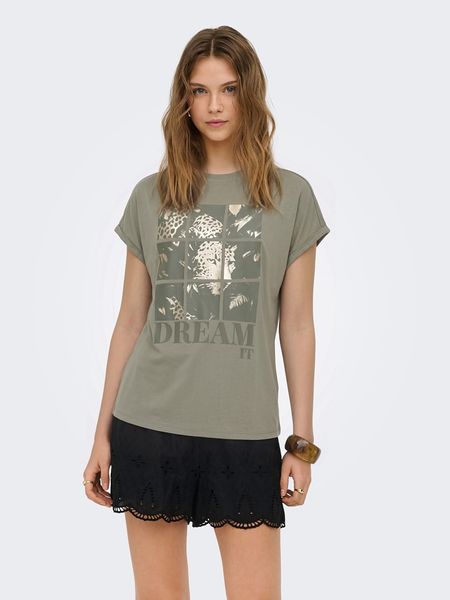 ONLY Koszulka w kolorze khaki rozmiar: XS. Brązowe bluzki damskie Only, s, bez wzorów, bez kołnierzyka. Za 68.95 zł.