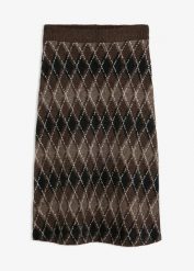 Spódnica dzianinowa. Czarne spódniczki damskie bonprix, bez wzorów, z dzianiny, midi. Za 149.99 zł.