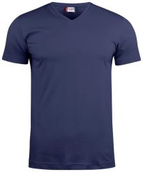 Clique Basic-T V-neck T-shirt z dekoltem w serek, bawełna – dark navy. Niebieskie t-shirty damskie CLIQUE, xl, bez wzorów, z bawełny, bez kołnierzyka. Za 84.38 zł.