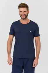 EMPORIO ARMANI Granatowy t-shirt basique. Niebieskie t-shirty męskie Emporio Armani, l, bez wzorów, bez kołnierzyka. W wyprzedaży za 208.99 zł.