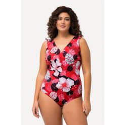 Damski Kostium kąpielowy hawajskie kwiaty miękkie miseczki dekolt w serek. Czerwone stroje jednoczęściowe damskie Ulla Popken, plus size, bez wzorów, plus size. Za 294.99 zł.