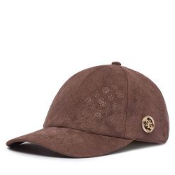 Czapka z daszkiem Guess. Brązowe czapki z daszkiem damskie Guess, z aplikacjami. Za 194.99 zł.