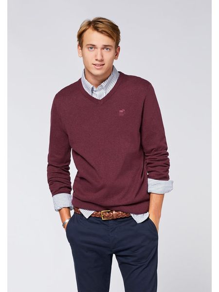 Polo Sylt Sweter w kolorze bordowym rozmiar: S. Czerwone swetry męskie Polo Sylt, s, bez wzorów, z bawełny, bez kołnierzyka. Za 95.92 zł.