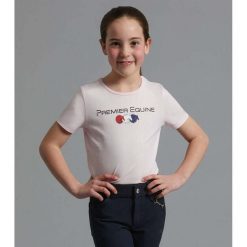 Bawełniana koszulka dziewczęca Premier Equine Chiaro. Czerwone koszulki dziewczęce PREMIER EQUINE, bez wzorów, z bawełny, bez ramiączek. Za 172.00 zł.