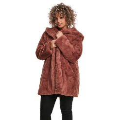 Płaszcz damski z kapturem Urban Classics Teddy. Czerwone płaszcze damskie Urban Classics, m, bez wzorów. Za 311.95 zł.