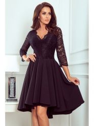 Numoco Sukienka w kolorze czarnym rozmiar: 3XL. Czarne sukienki damskie Numoco, xl, bez wzorów, z koronki, z asymetrycznym kołnierzem, bez ramiączek, midi, asymetryczne. Za 194.61 zł.