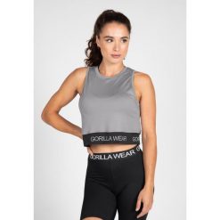 Damski crop top Gorilla Wear Colby. Szare topy sportowe damskie GORILLA WEAR, bez wzorów, z materiału, bez ramiączek. Za 184.50 zł.