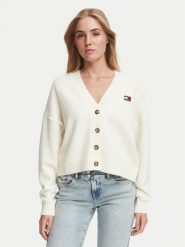 Tommy Jeans Kardigan Fluffy Badge DW0DW23830 Biały Regular Fit. Białe kardigany damskie Tommy Jeans, xl, bez wzorów, z jeansu. Za 449.99 zł.